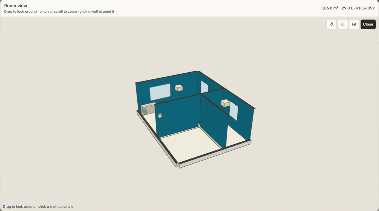 Room with all walls painted — Rs 14,059